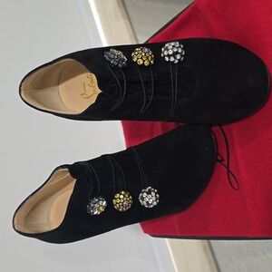 Christian Louboutin Black Suede 100mm Bijoux Booties High heels Pumps Size 39.5